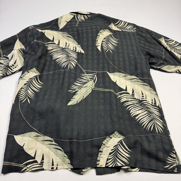 Tommy Bahama Shirt Mens XL Black Silk Hawaiian Palm Leaf Aloha Button Front - Picture 8 of 9